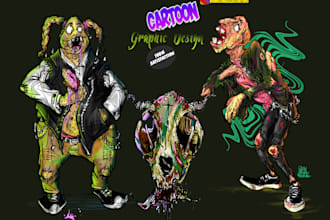 design a colored monster character, design for you nft