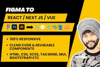 convert figma to html css react next tailwind mui bootstrap responsive