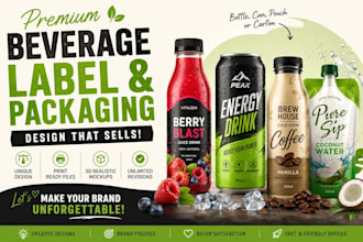 design beverage label and packaging for bottle can and juice products