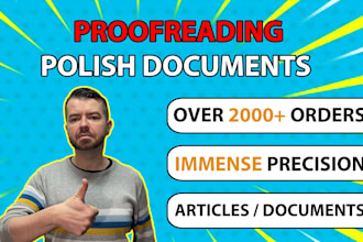 proofread and edit polish documents, check fix mistakes