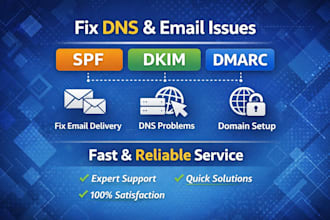 set up and fix email delivery, dns, mx, txt, dkim, spf, and dmarc