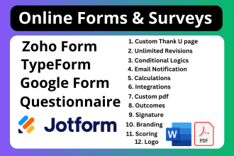 create online forms surveys, jotform, typeform, google form, questionnaire, zoho