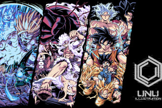 costum anime design for your t shirt or merchandise