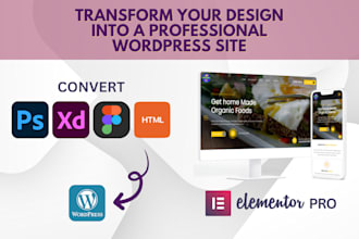 convert psd, html to wordpress with elementor pro