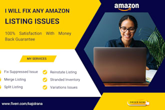 fix any amazon listing errors or variation issues