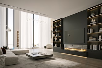 design living room and bedroom interiors with 3d rendering