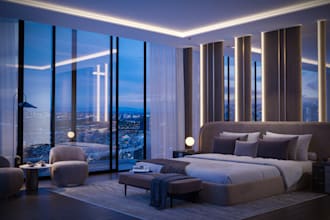 design living room and bedroom interiors with 3d rendering