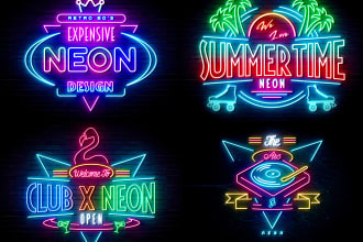 design 3 neon 80s logo for you in just 8 hours