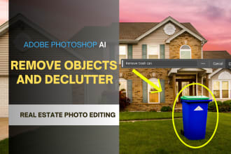 do real estate photo editing, remove objects, declutter in photoshop ai fill