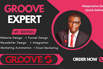 design groove website, groove funnel, groove webinar, course, and automation