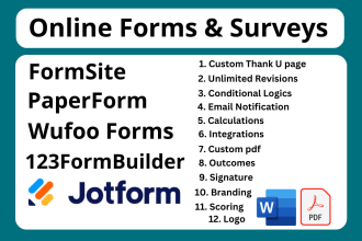 create online forms, surveys, jotform, paperform, formsite, 123formbuilder wufoo