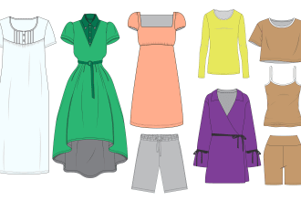 do fashion cad design, technical flat sketches and tech pack