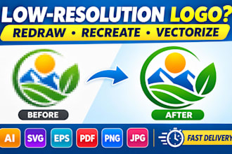 redraw and vectorize your low resolution logo