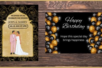 design invitation card or marriage, birthday and many more