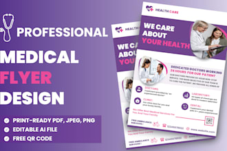 design a professional medical, dental, clinic, or hospital flyer with qr code