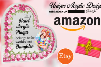 do acrylic plaque gift and message card design for shineon, etsy amazon, etc