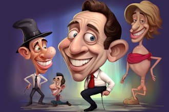 draw your group christmas, holiday funny cartoon caricature