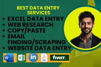 do excel data entry, web research, typing and copy paste job