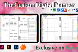 design custom digital planner, journal, calendar for ipad goodnotes