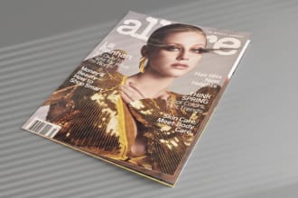 design fashion magazine cover, layout, PDF, book cover, ebook, newsletter,