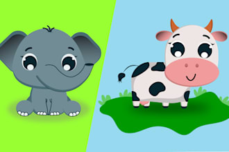 draw cute cartoon character, animal illustration, kids book vector illustration