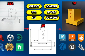 design 3d cad model,rendering,product design in blender,maya,autocad,revit more