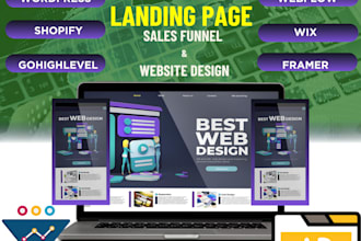 create ghl, wordpress, wix, shopify, webflow clickfunnel sales landing page