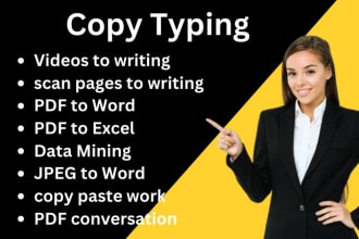 do fast english typing job of pdf, images to ms word, typing service