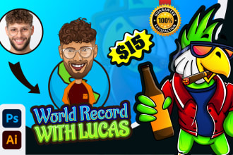 do unique cartoon character and modern mascot logo design for your business