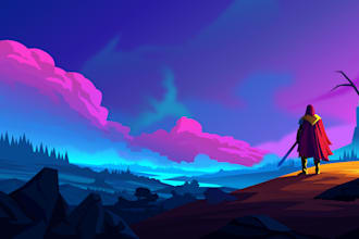illustrate fantastic flat vector landscape illustration