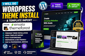 do wordpress theme install, wordpress template import from envato themeforest