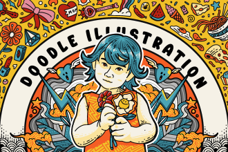 doodle art illustrations , cartoons and icons