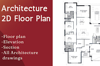 draw autocad 2d floor plan ,section, elevation, site plan and layout plans