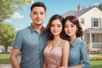 draw couple, family or group to amazing cartoon portrait
