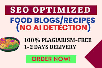 write food blog, recipe, and articles as a content writer