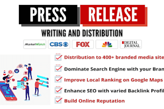press release writing and distribution to 400 sites