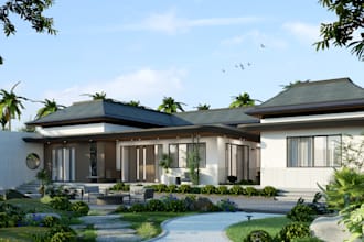 create a photorealistic exterior 3d rendering