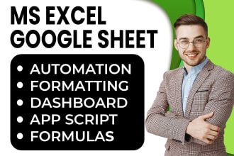 do excel vba, macro, formula, automation, dashboard and google spreadsheet work