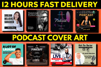 design a professional podcast cover and podcast logo, thumbnails