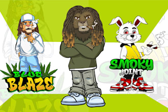 design unique cannabis cartoon mascot logo design