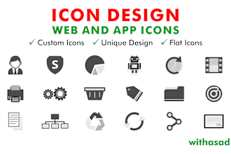 design unique awesome flat custom icon design and icon set