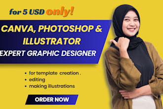 be your photoshop, illustrator, and canva expert designer for any template