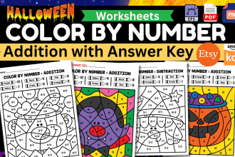 50 color by numbers or color by code worksheet coloring pages