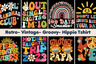 design tshirts with retro, vintage, groovy, and other styles