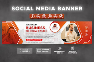 create linkedin banner facebook cover or social media ads