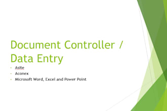 work as document controller, admin, data entry, documents conversion