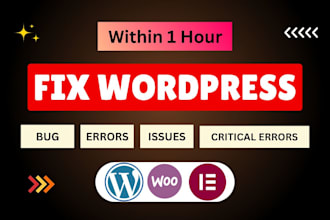 fix wordpress errors, bugs, critical errors, and elementor or woocommerce issues