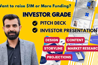 design investor pitch deck or presentation for fundraising