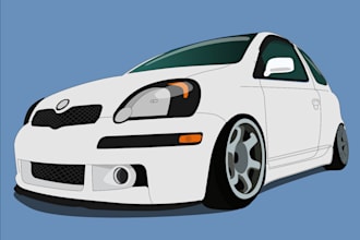 draw your car as illustration cartoon poster