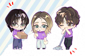 draw chibi art illustration for your needs